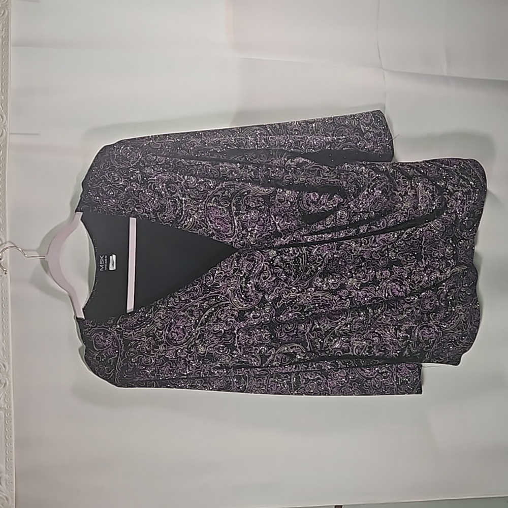 MSK Women Paisley Sparkle Top Sz 3X